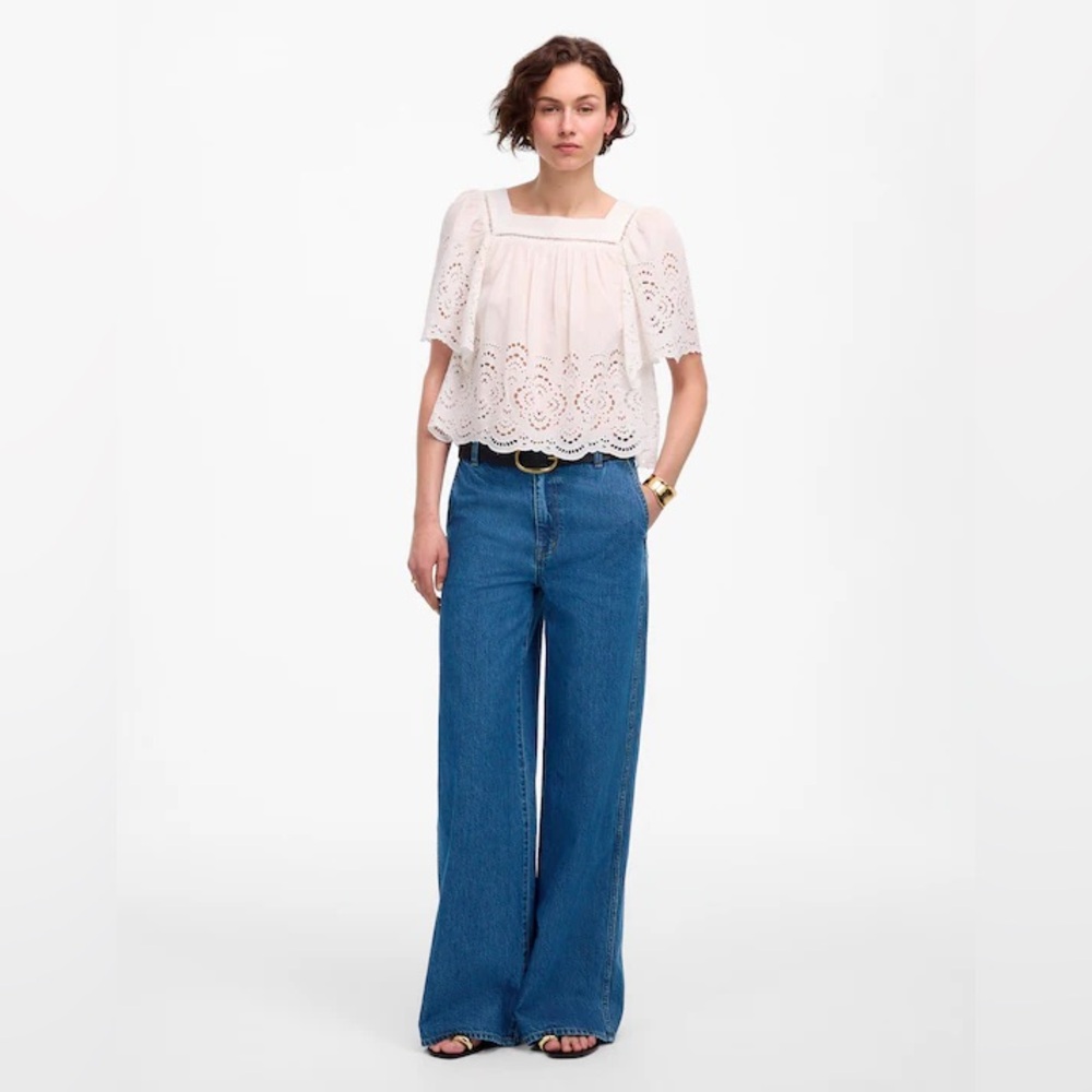 NWT Madewell Wide-Sweep Denim Trousers in Dowe Wash